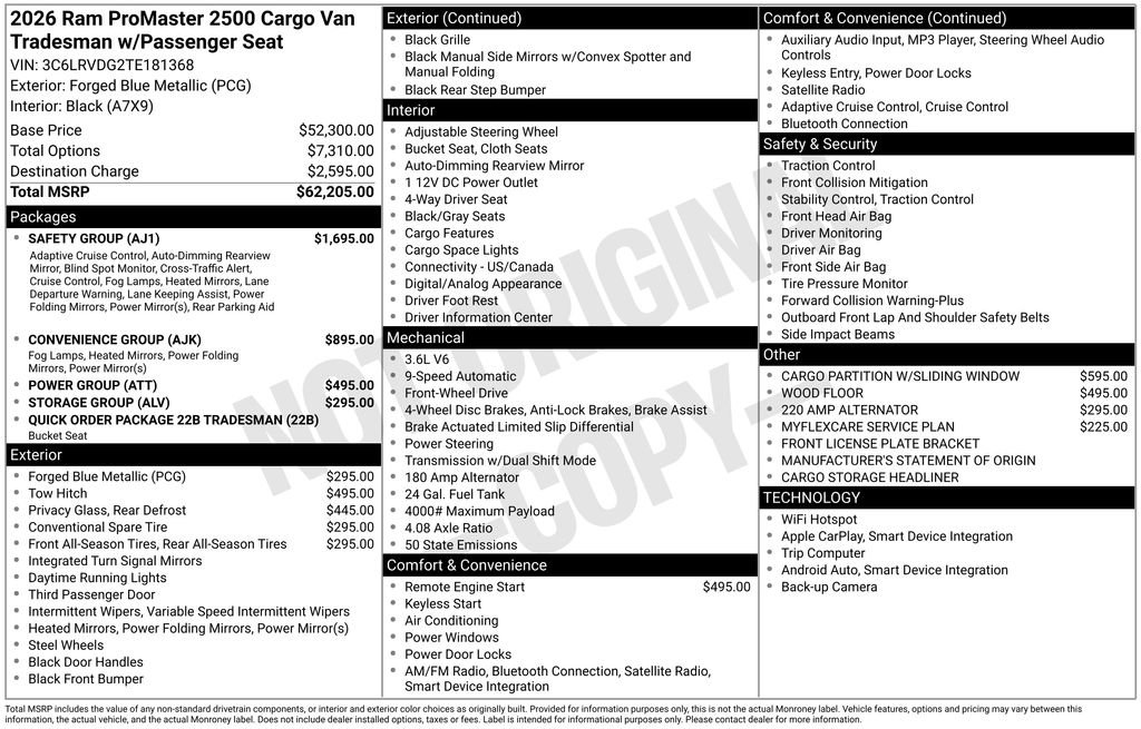 New 2026 RAM ProMaster 2500 w/ Safety Group FWD image 3