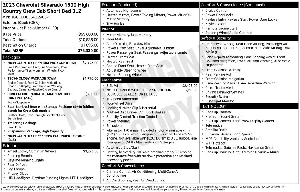Used 2023 Chevrolet Silverado 1500 High Country w/ High Country Premium Package AWD/4WD image 3