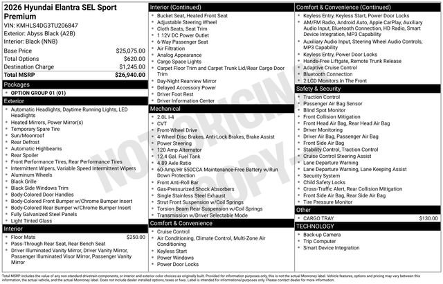 New 2026 Hyundai Elantra SEL Sport Premium FWD image 49