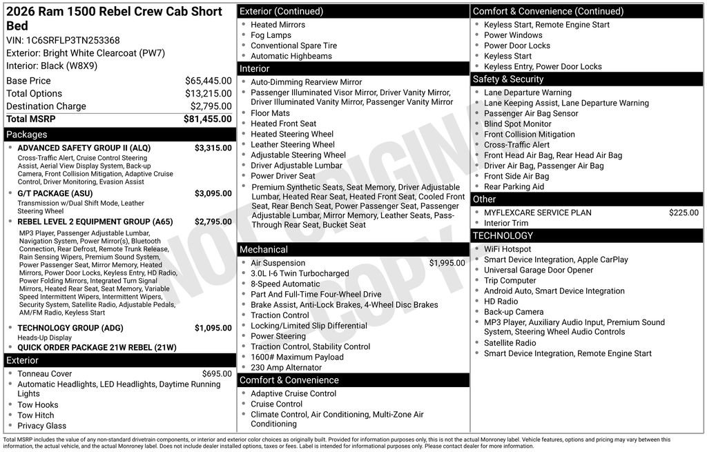 New 2026 RAM 1500 Rebel w/ Advanced Safety Group II AWD/4WD image 6