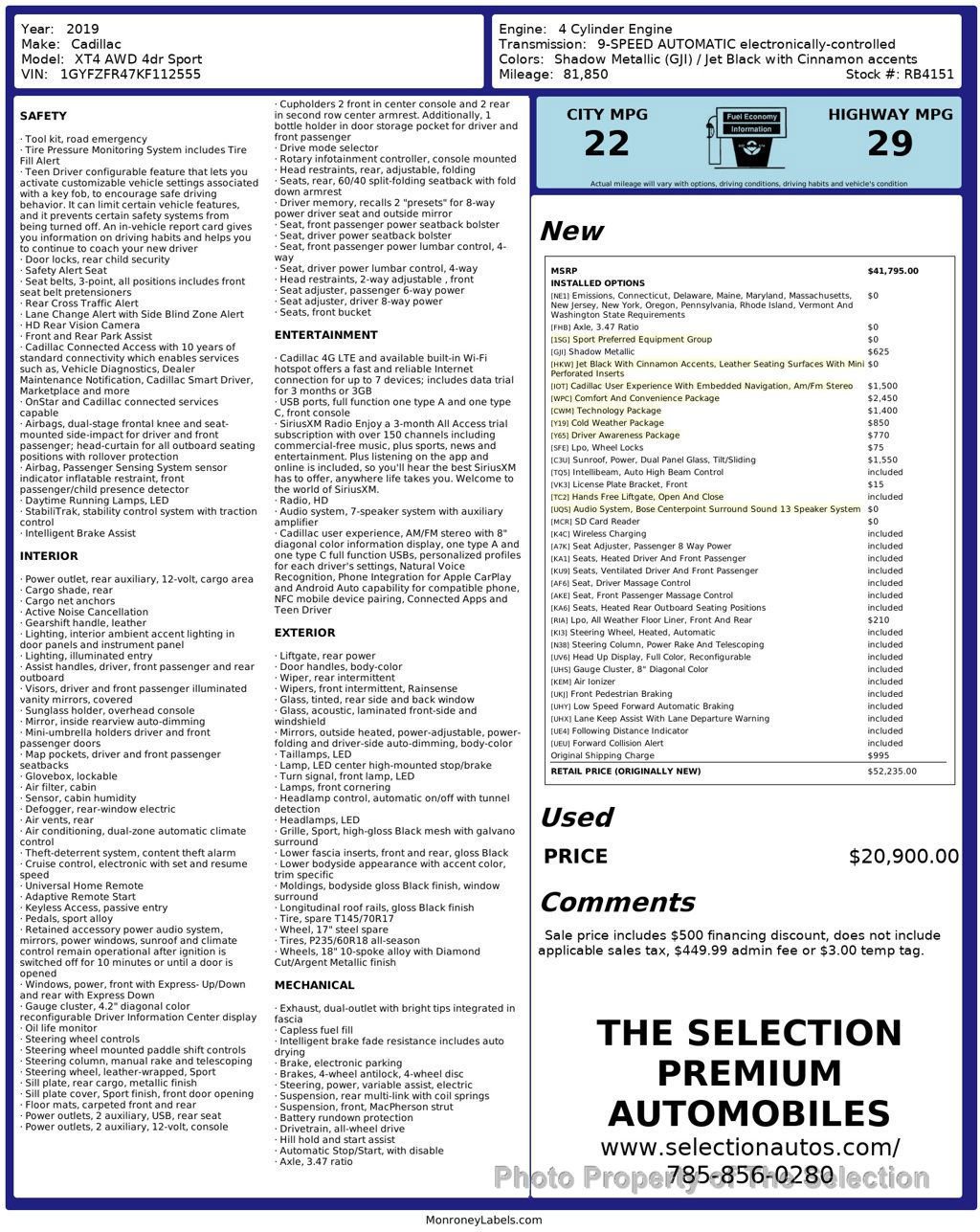 Used 2019 Cadillac XT4 Sport image 2