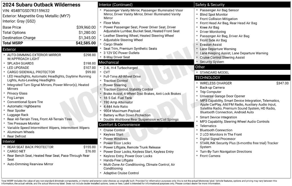 Certified 2024 Subaru Outback Wilderness AWD/4WD image 8