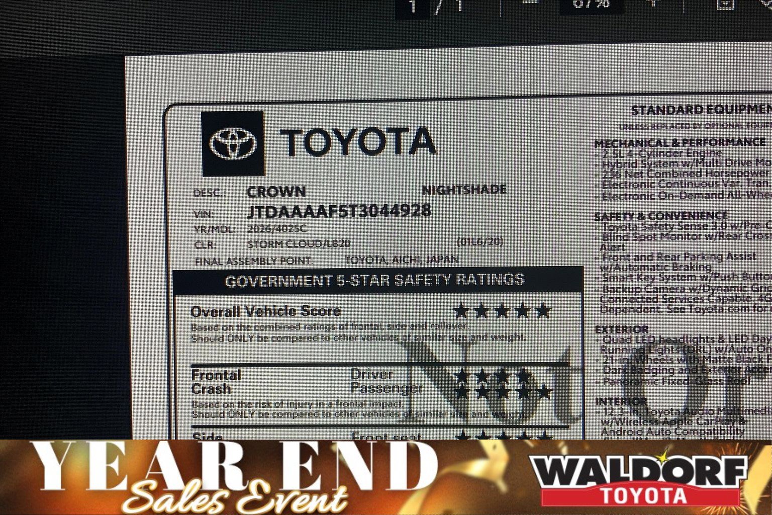 New 2026 Toyota Crown Nightshade image 18