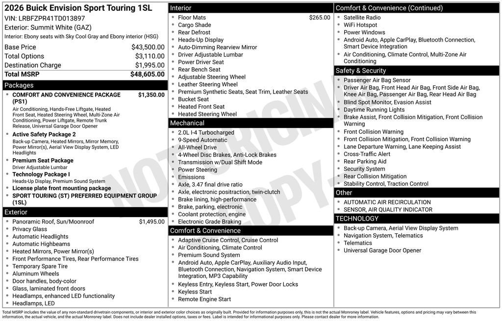 New 2026 Buick Envision Sport Touring AWD/4WD image 39