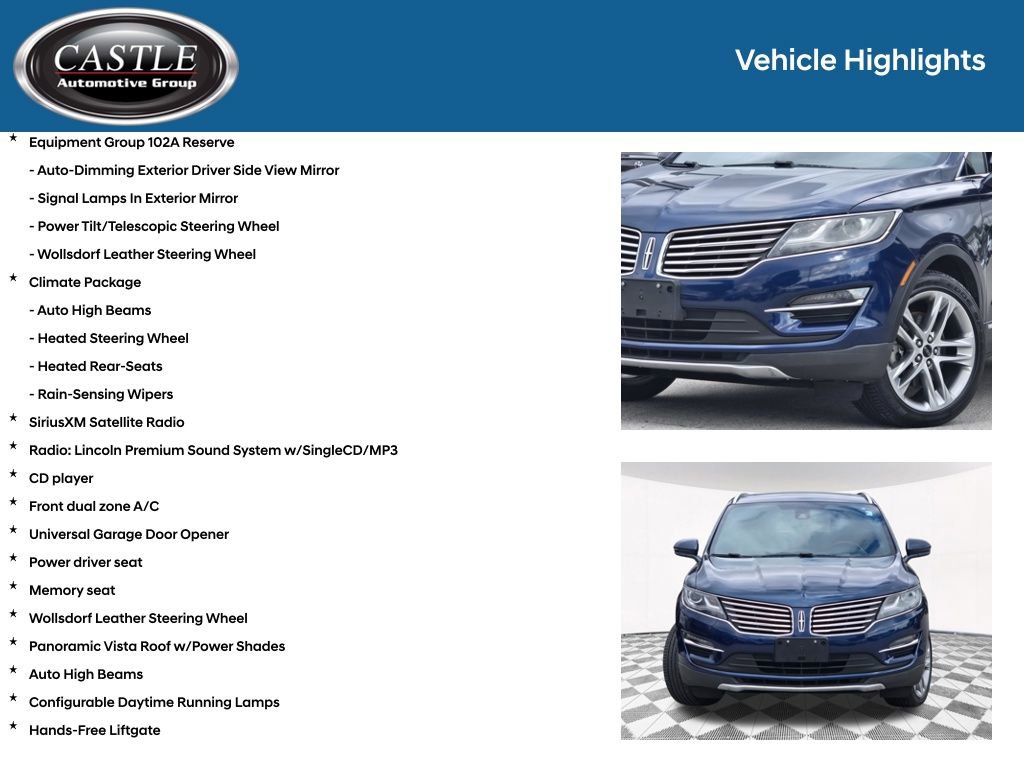 Used 2015 Lincoln MKC AWD w/ Equipment Group 102A Reserve image 8
