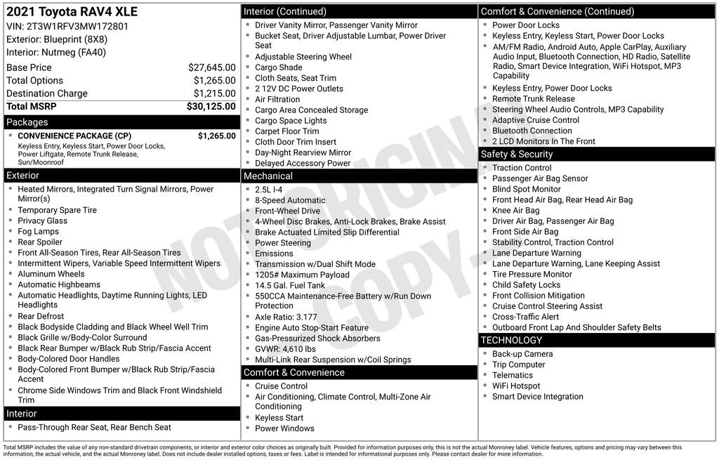 Used 2021 Toyota RAV4 XLE w/ Convenience Package FWD image 7