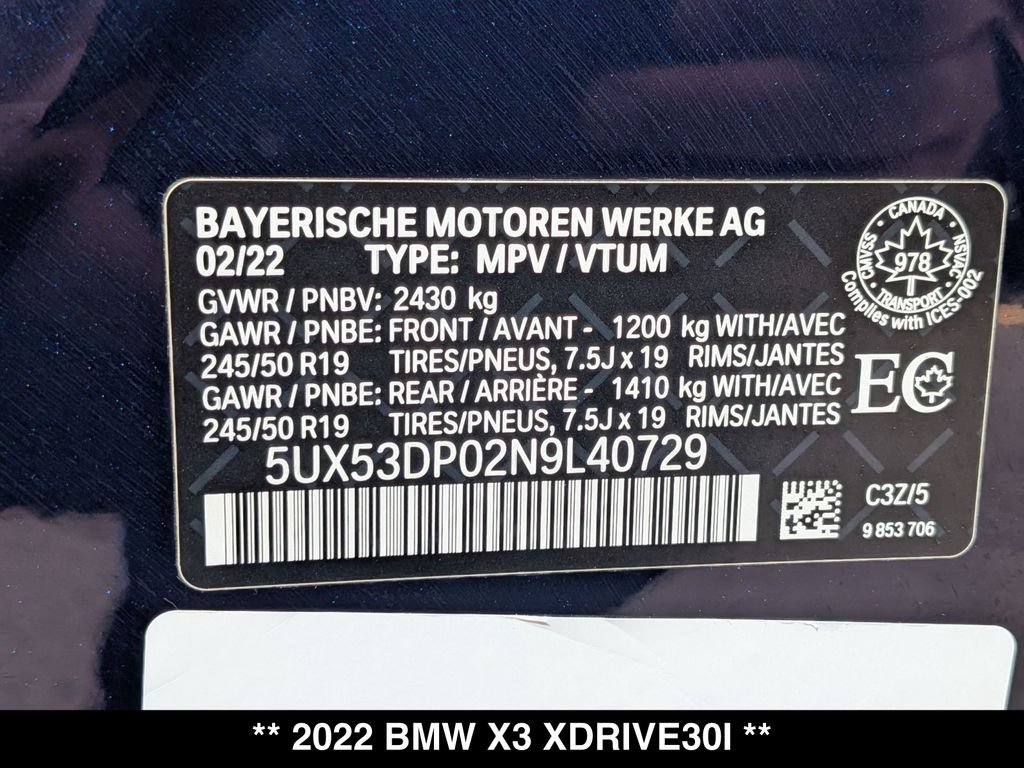 Used 2022 BMW X3 xDrive30i AWD/4WD image 31