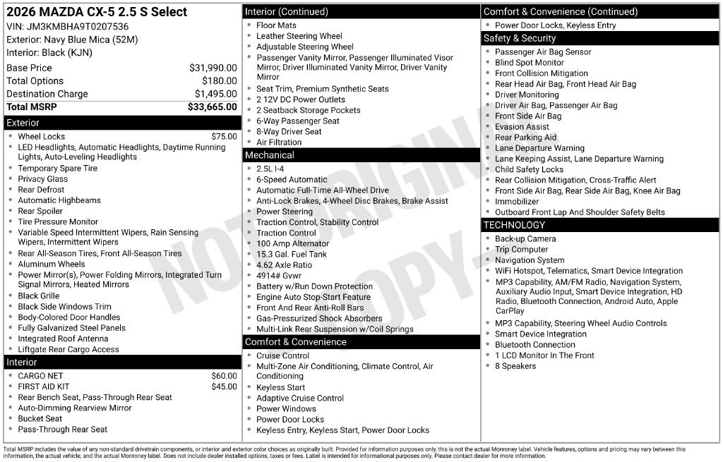 New 2026 MAZDA CX-5 Select AWD/4WD image 22