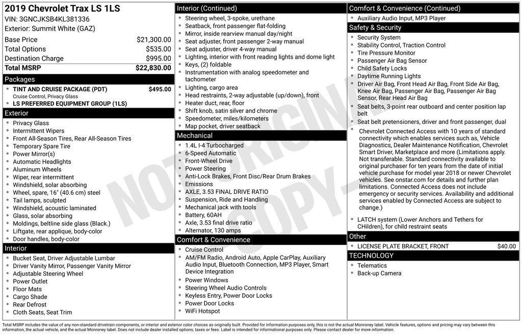 Used 2019 Chevrolet Trax LS w/ Tint and Cruise Package image 26