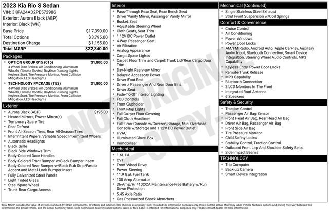 Certified 2023 Kia Rio S w/ Technology Package FWD image 32