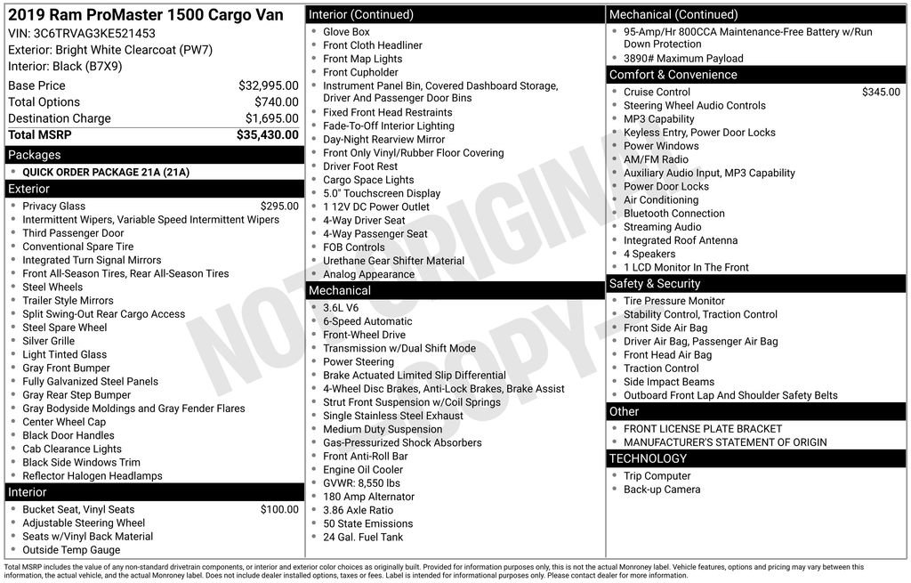 Used 2019 RAM ProMaster 1500 FWD image 30