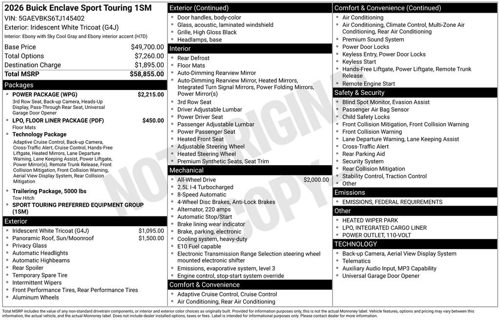 New 2026 Buick Enclave Sport Touring w/ Power Package image 38