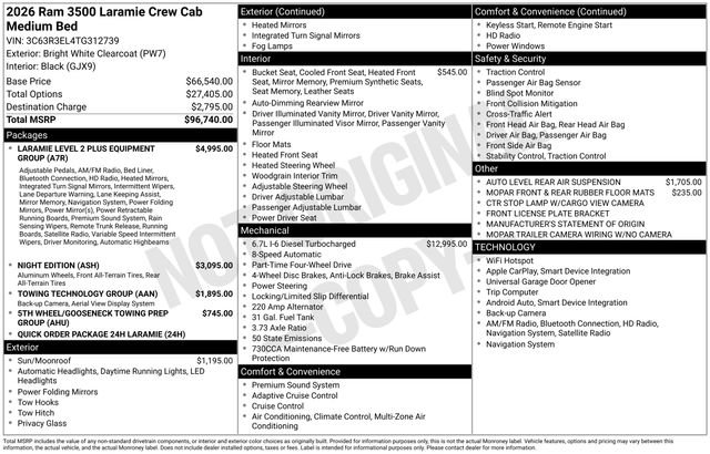 New 2026 RAM 3500 Laramie AWD/4WD image 36