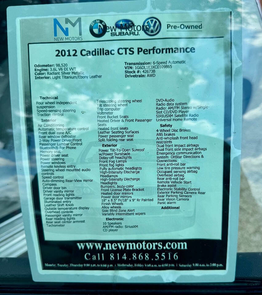 Used 2012 Cadillac CTS Performance image 17