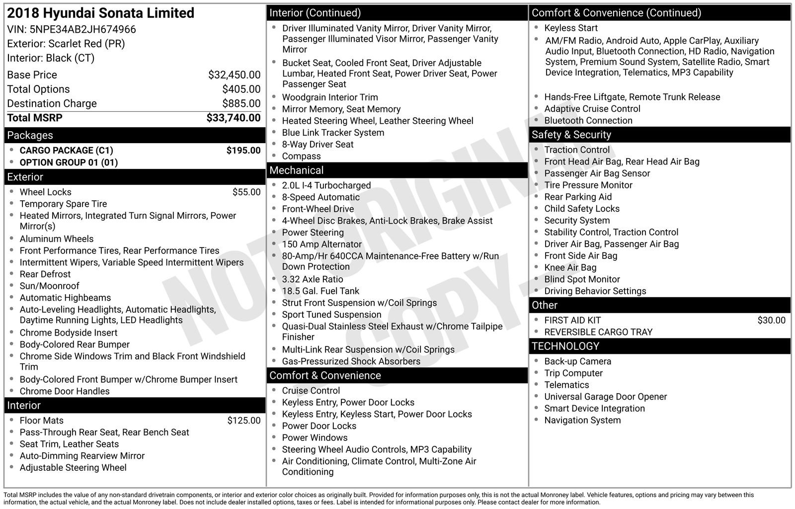 Used 2018 Hyundai Sonata Limited w/ Cargo Package image 8