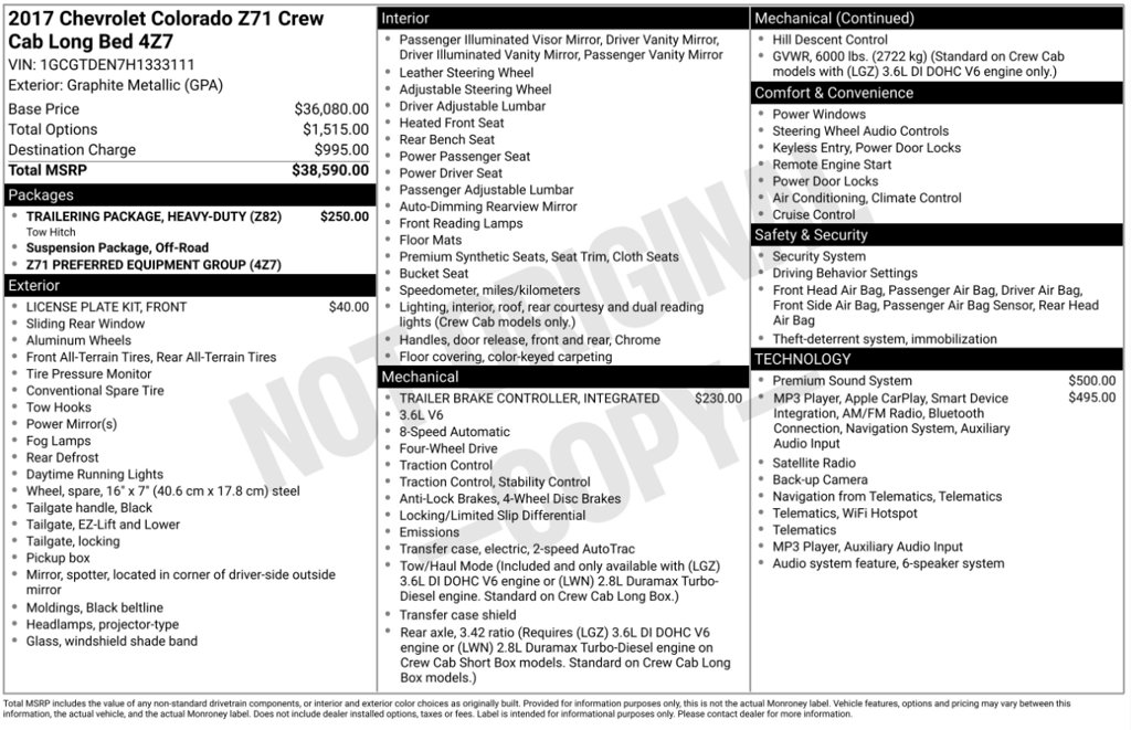 Used 2017 Chevrolet Colorado Z71 AWD/4WD image 2