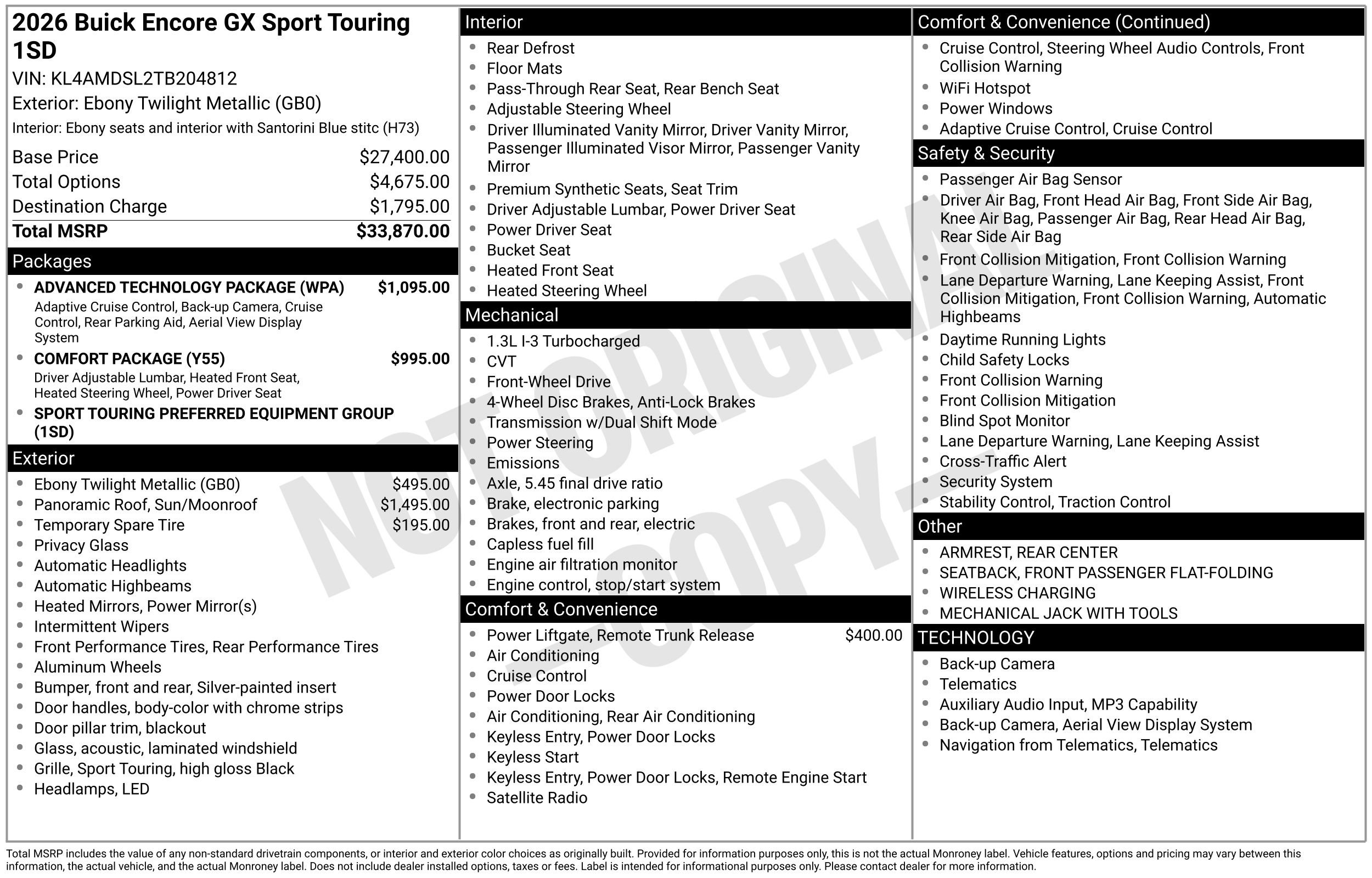 New 2026 Buick Encore GX Sport Touring w/ Advanced Technology Package FWD image 42