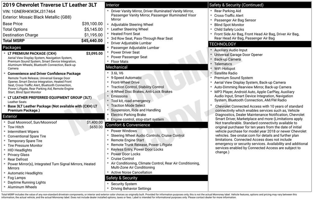 Used 2019 Chevrolet Traverse LT w/ LT Premium Package FWD image 15