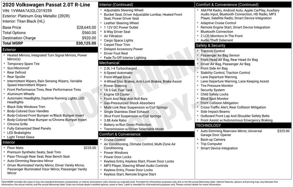 Used 2020 Volkswagen Passat 2.0T R-Line image 15