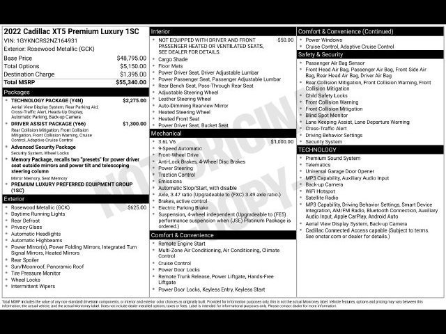 Certified 2022 Cadillac XT5 Premium Luxury w/ Technology Package FWD image 15