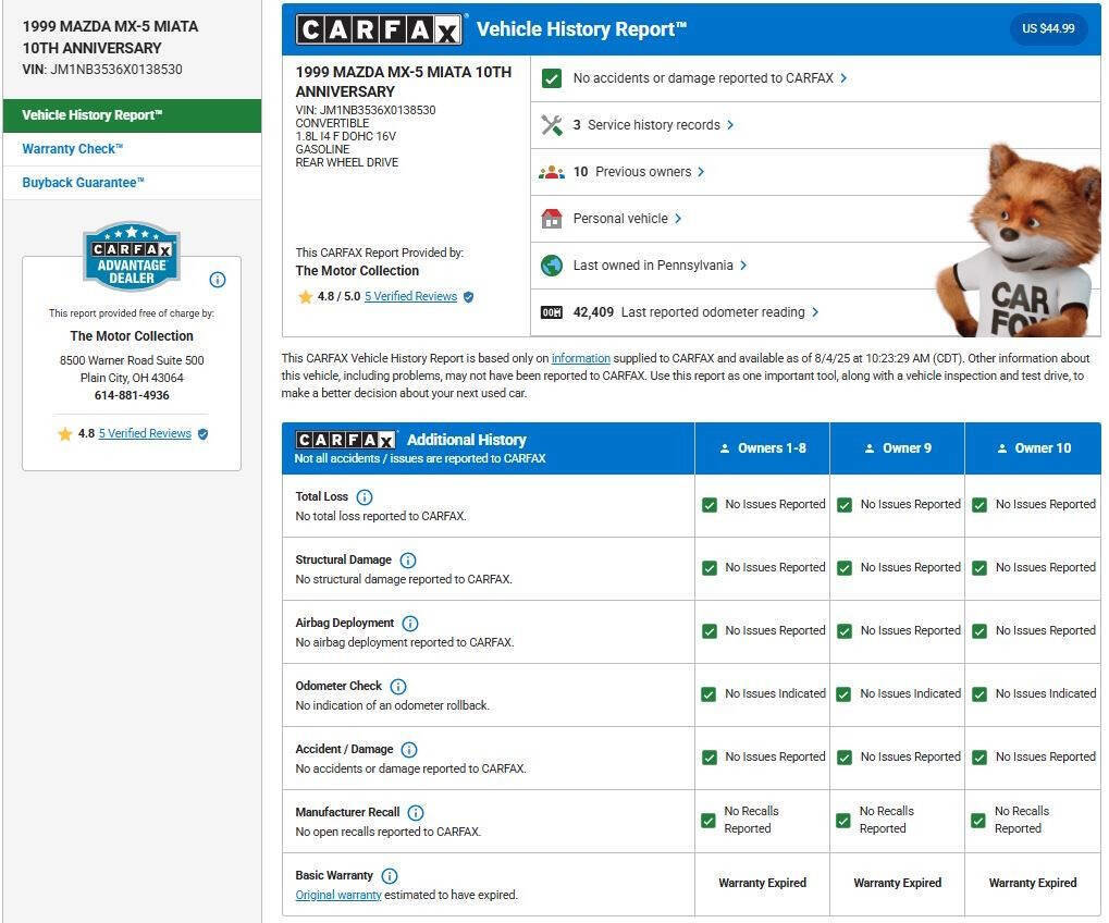 Used 1999 MAZDA MX-5 Miata image 10