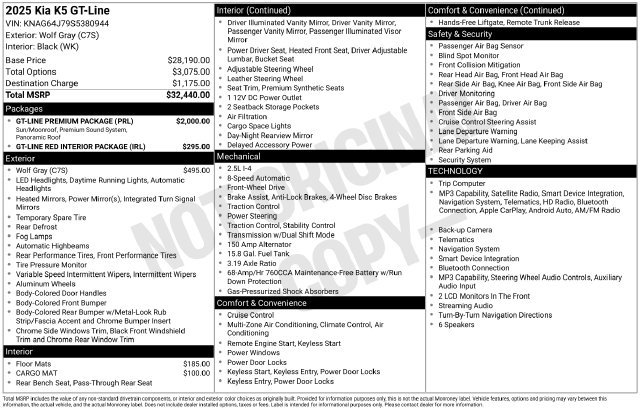 Certified 2025 Kia K5 GT-Line w/ GT-Line Premium Package FWD image 25