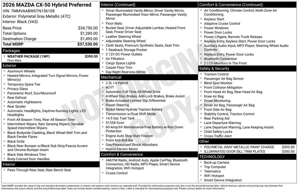 New 2026 MAZDA CX-50 2.5 Hybrid w/ Weather Package image 10