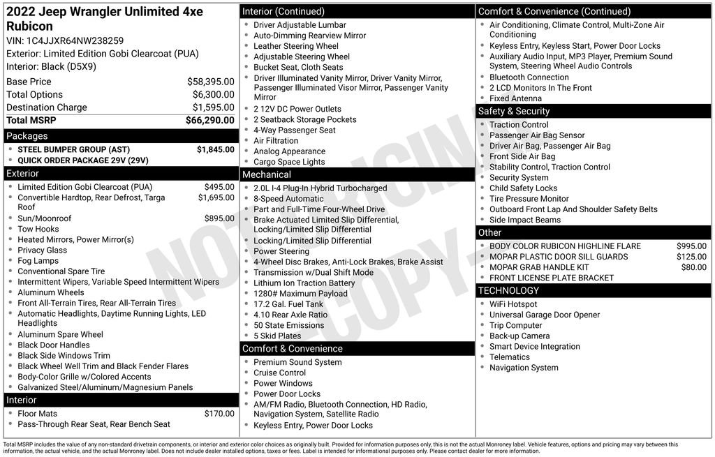 Used 2022 Jeep Wrangler Unlimited Rubicon 4xe w/ Steel Bumper Group image 6