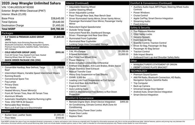 Used 2020 Jeep Wrangler Unlimited Sahara AWD/4WD image 42