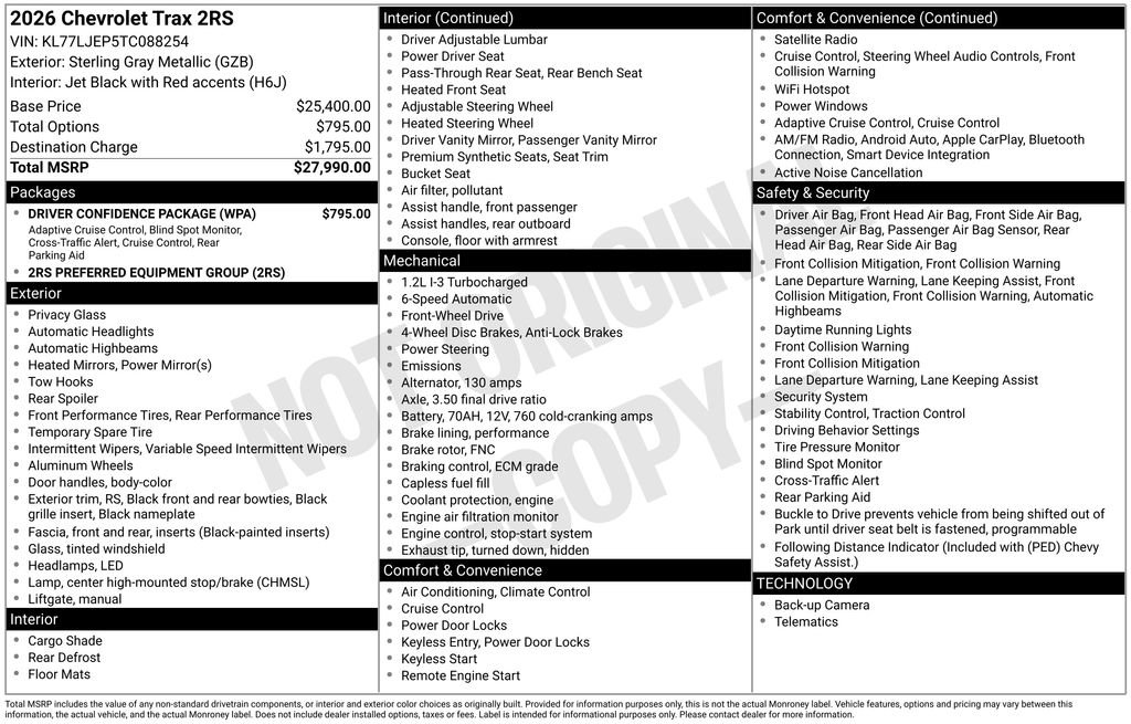 New 2026 Chevrolet Trax RS w/ Driver Confidence Package image 27