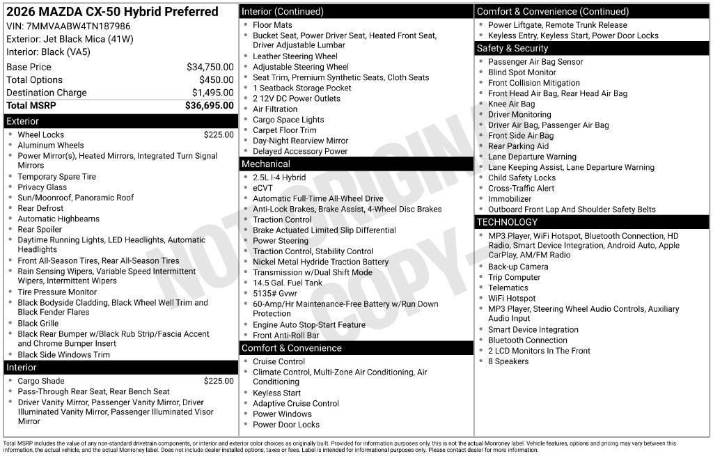 New 2026 MAZDA CX-50 2.5 Hybrid w/ Preferred Pkg AWD/4WD image 21