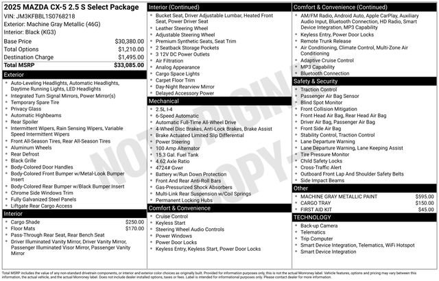 Used 2025 MAZDA CX-5 AWD 2.5 S w/ Select Package image 16