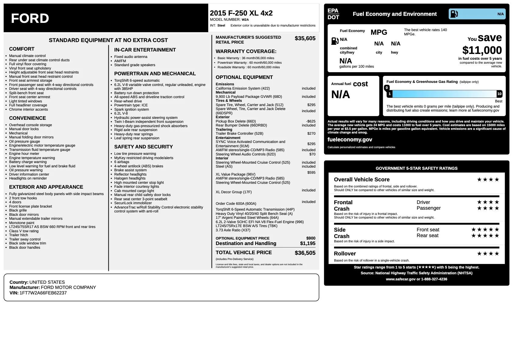 Used 2015 Ford F250 XL w/ XL Value Package image 29