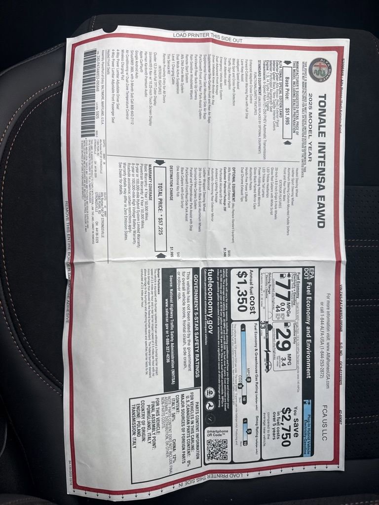 New 2025 Alfa Romeo Tonale AWD/4WD image 25