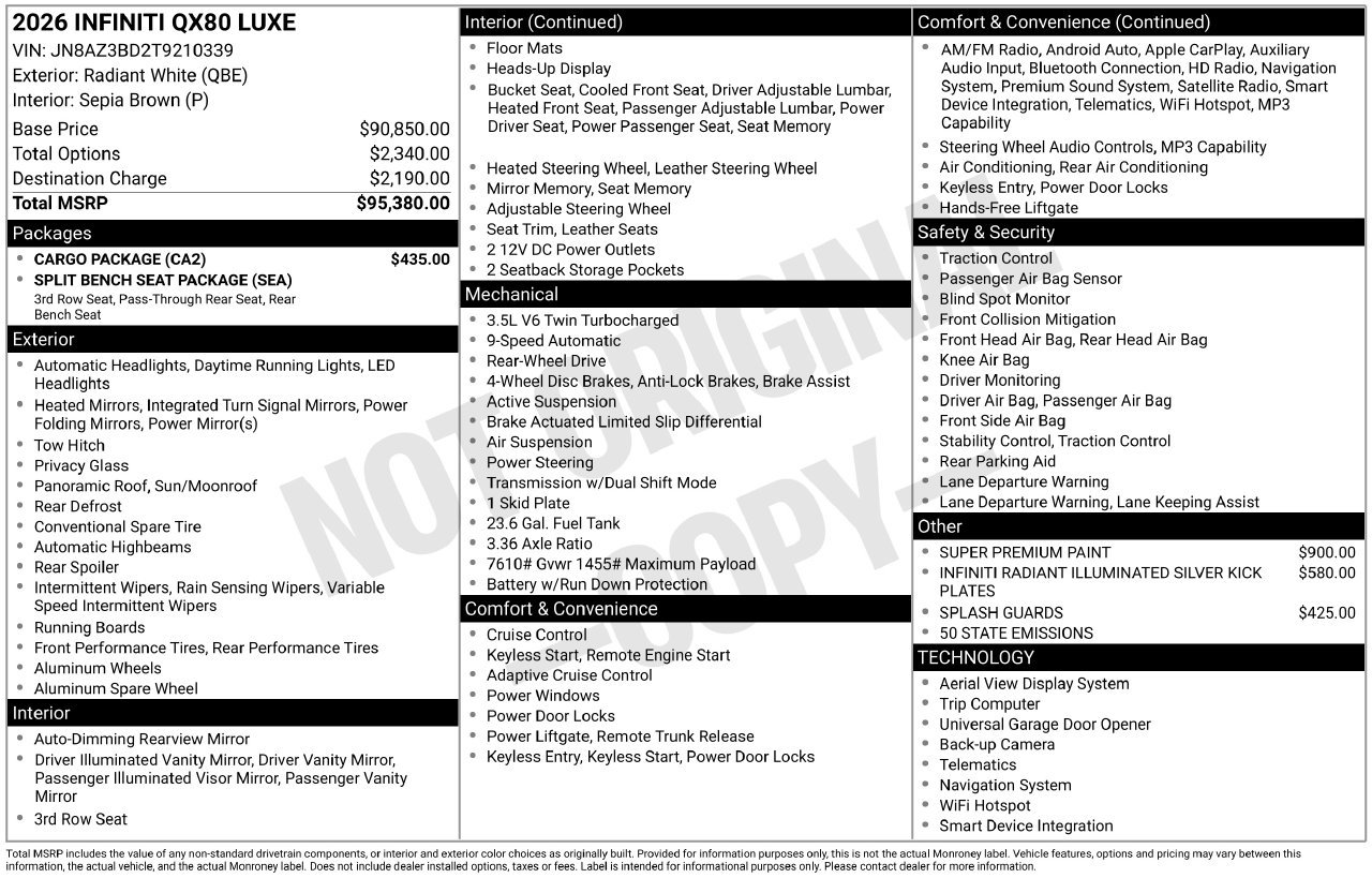 Certified 2026 INFINITI QX80 Luxe w/ Cargo Package RWD image 35
