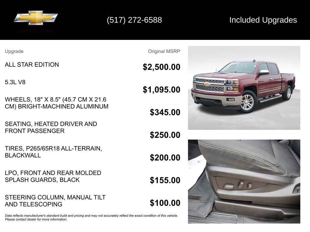 Used 2015 Chevrolet Silverado 1500 LT w/ All Star Edition AWD/4WD image 5