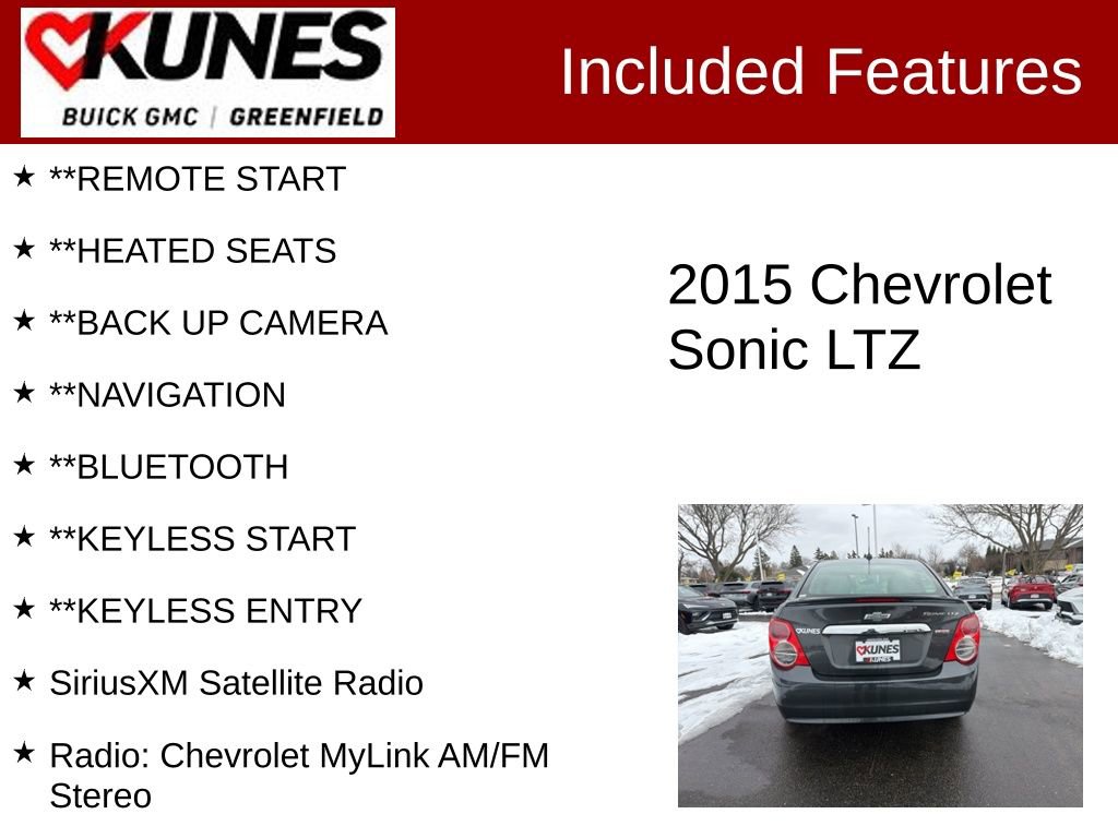 Used 2015 Chevrolet Sonic LTZ image 2