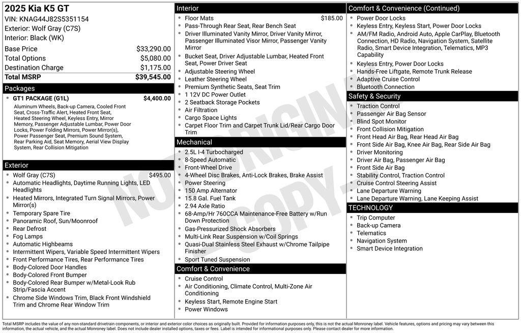 Certified 2025 Kia K5 GT w/ GT1 Package image 2