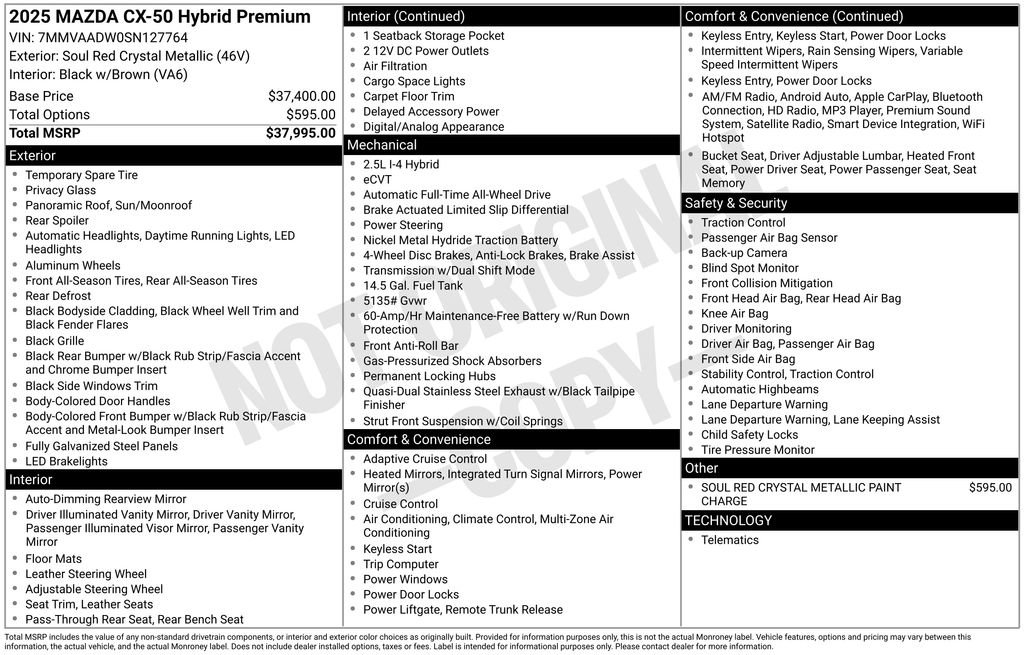 New 2025 MAZDA CX-50 AWD 2.5 Hybrid w/ Premium Pkg image 4