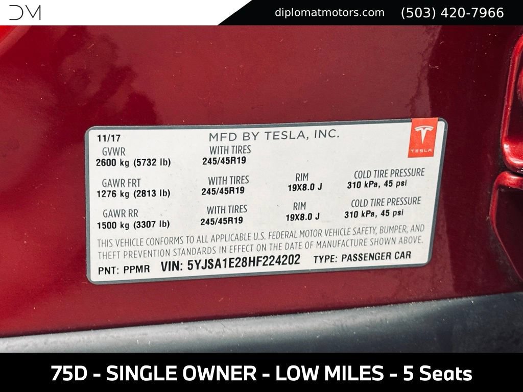 Used 2017 Tesla Model S 75D AWD/4WD image 44