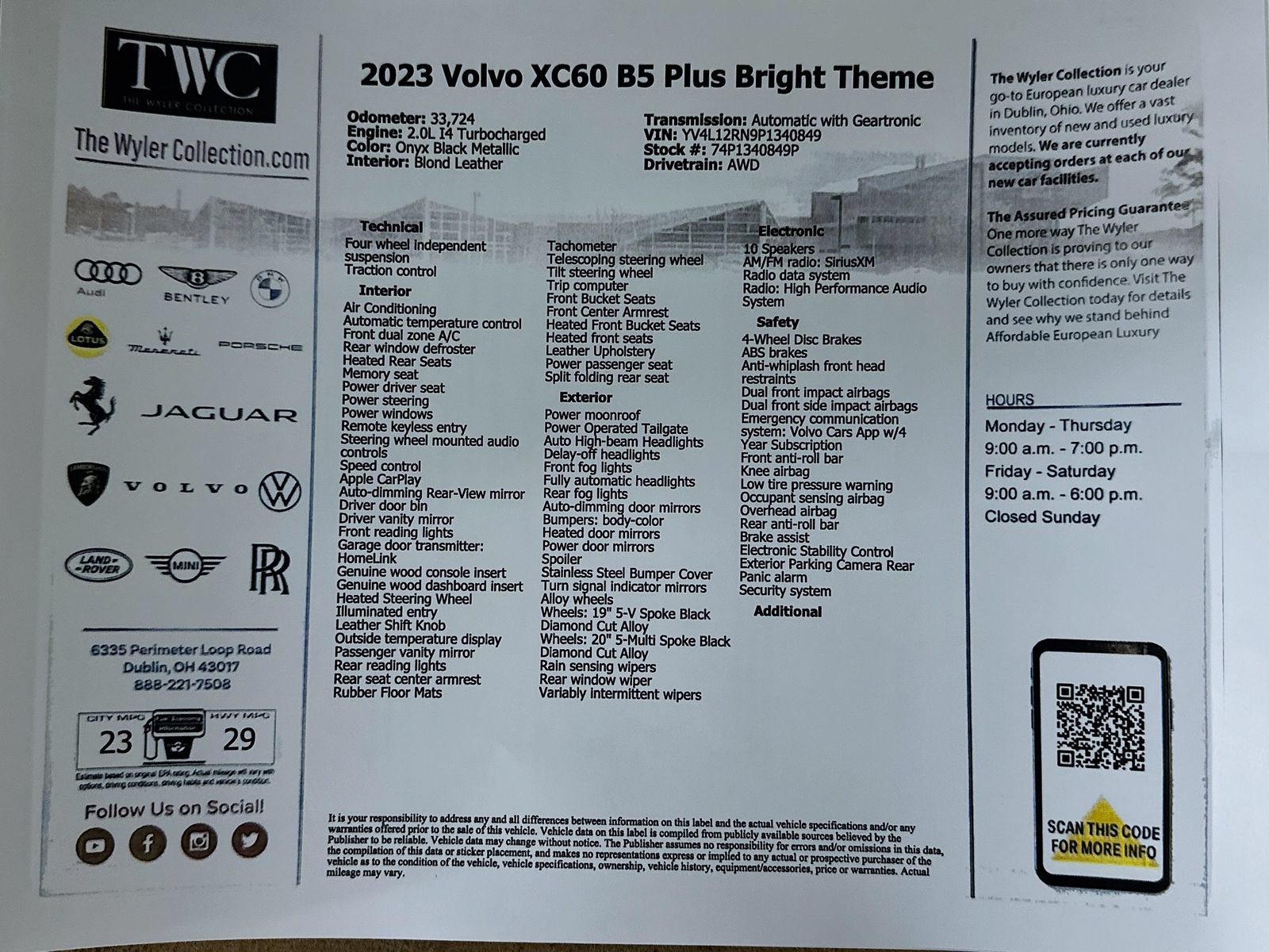 Used 2023 Volvo XC60 B5 Plus w/ Climate Package AWD/4WD image 46