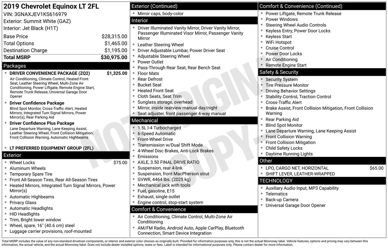 Used 2019 Chevrolet Equinox LT w/ Driver Convenience Package image 30