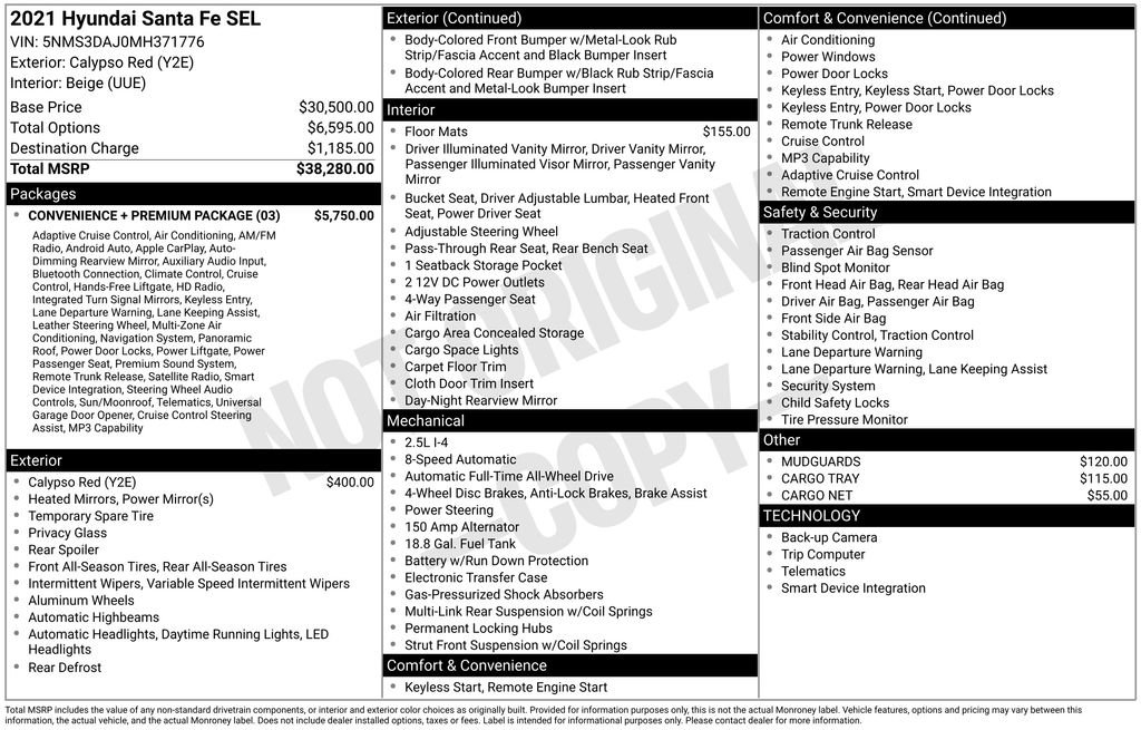 Certified 2021 Hyundai Santa Fe SEL w/ Convenience + Premium Package AWD/4WD image 35