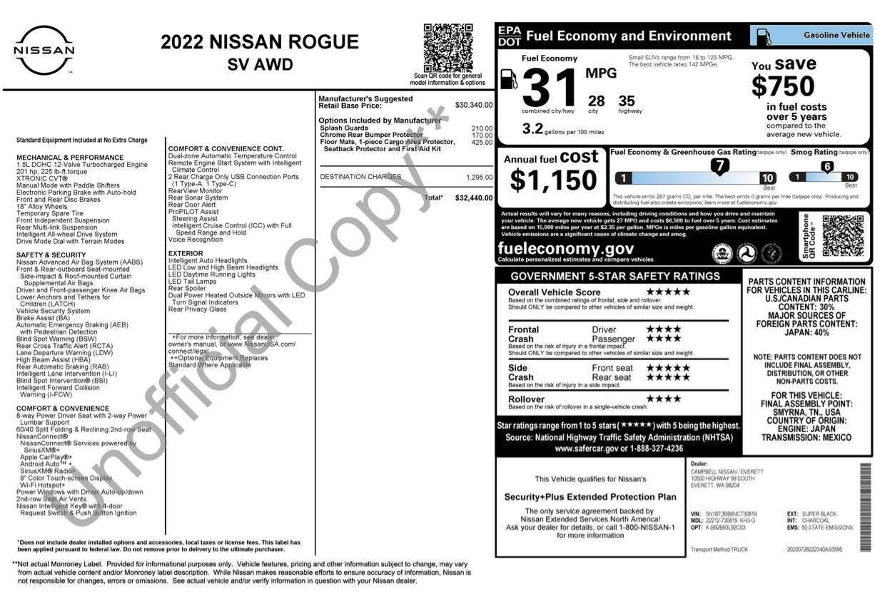 Used 2022 Nissan Rogue SV image 2