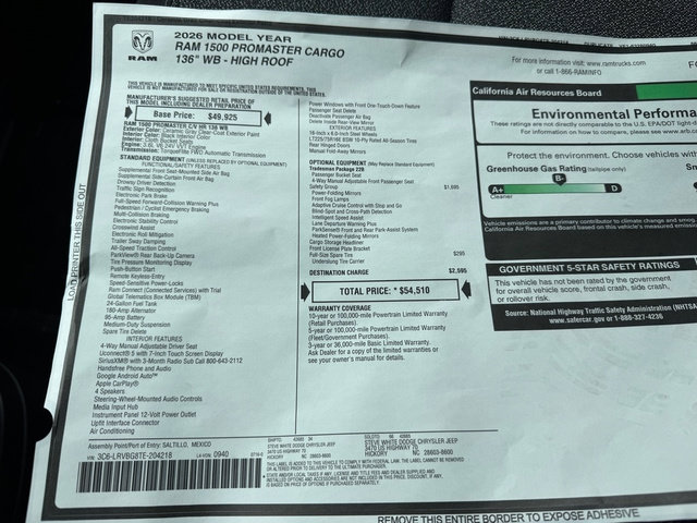 New 2026 RAM ProMaster 1500 w/ Safety Group FWD image 26