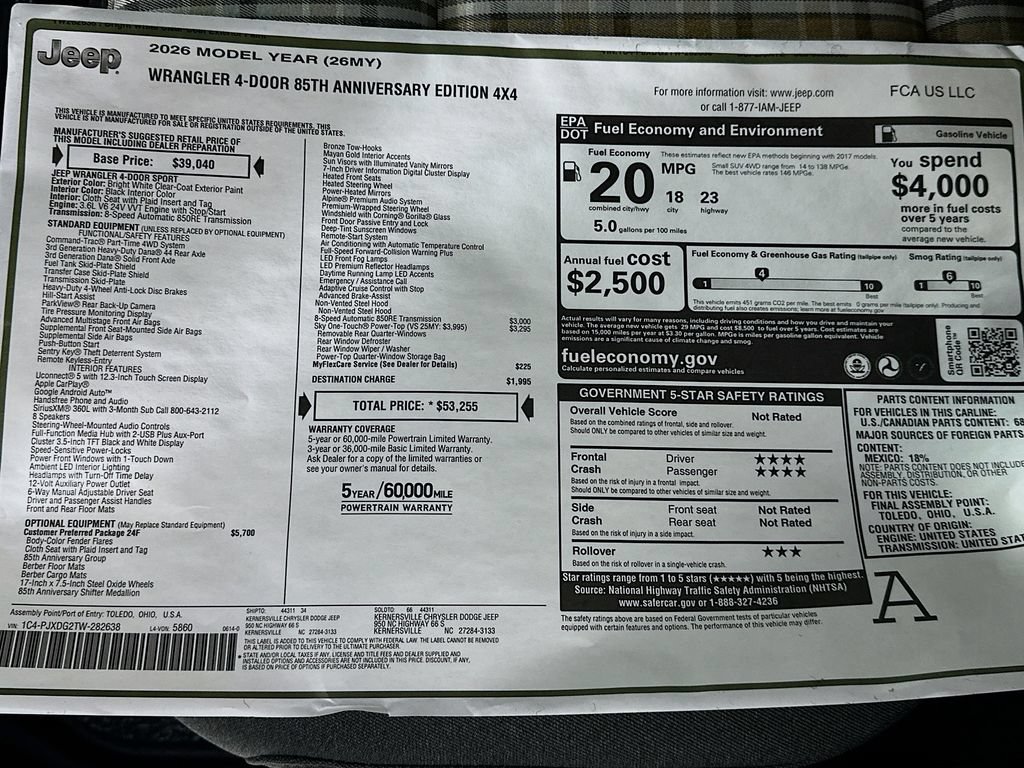 New 2026 Jeep Wrangler Unlimited Sport AWD/4WD image 20