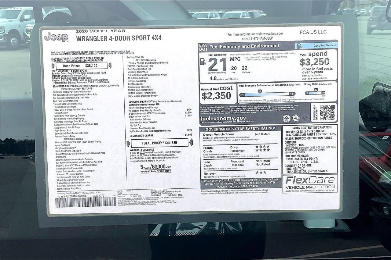 New 2026 Jeep Wrangler Unlimited Sport AWD/4WD image 34