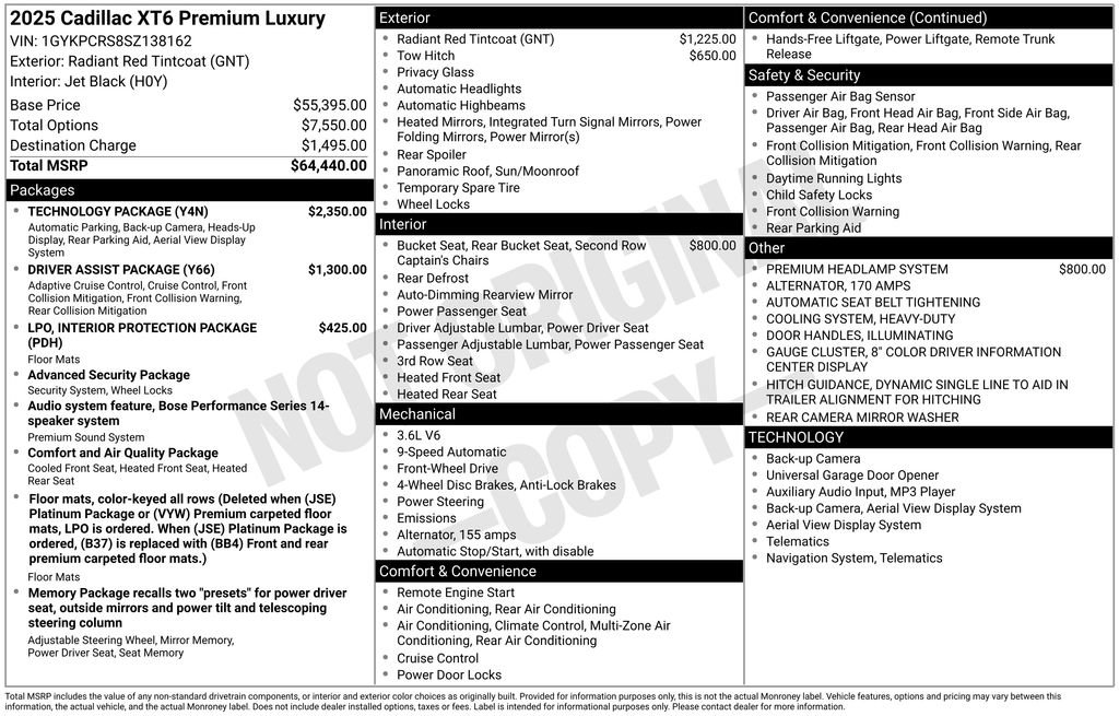 New 2025 Cadillac XT6 Premium Luxury w/ Technology Package image 37