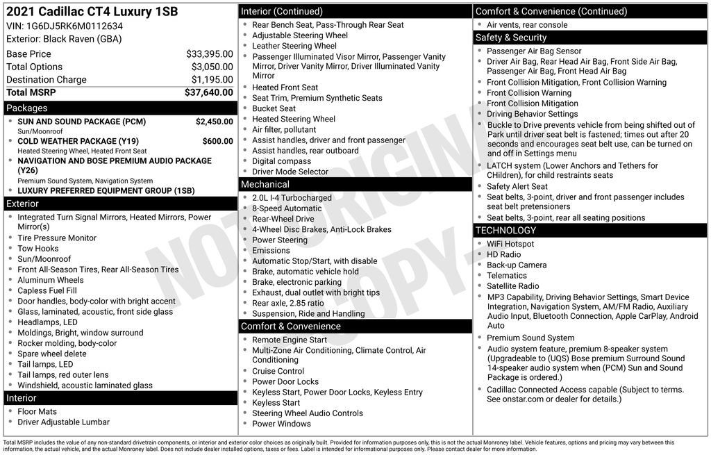Used 2021 Cadillac CT4 Luxury w/ Sun And Sound Package RWD image 7
