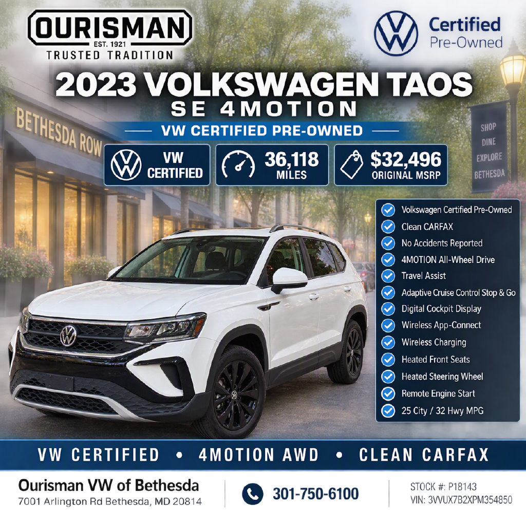 Used 2023 Volkswagen Taos SE w/ Black Wheel Package AWD/4WD image 2